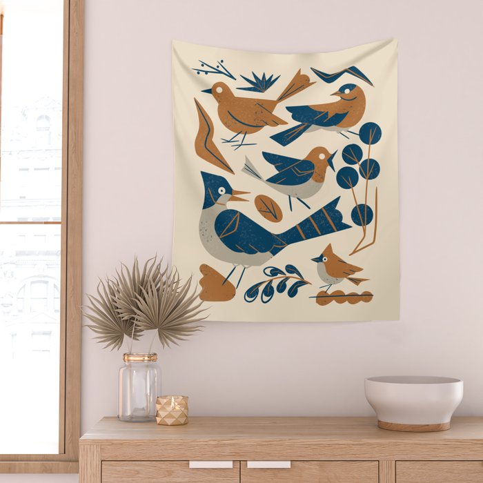 Woodland Songbirds Wall Tapestry Gallery Image 2
