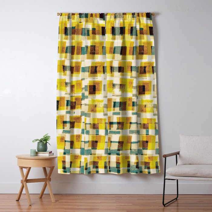 Abstract Linocut Pattern #10 Window Curtain Gallery Image 5