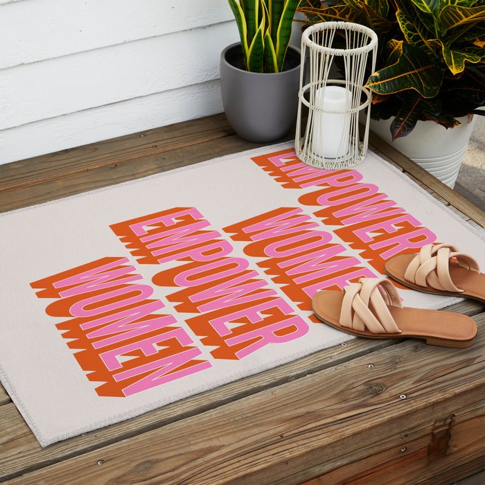 Empowered Women Empower Women (Pink Orange) Outdoor Rug Gallery Image 2