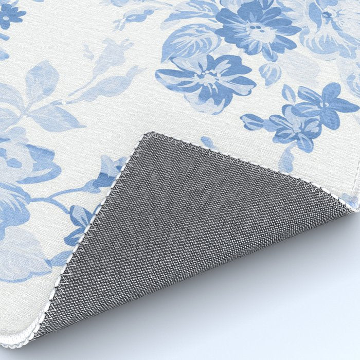 Modern navy blue white watercolor elegant floral Rug Gallery Image 4