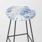 Modern navy blue white watercolor elegant floral Stool Gallery Image 2
