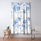 Modern navy blue white watercolor elegant floral Window Curtain Gallery Image 5