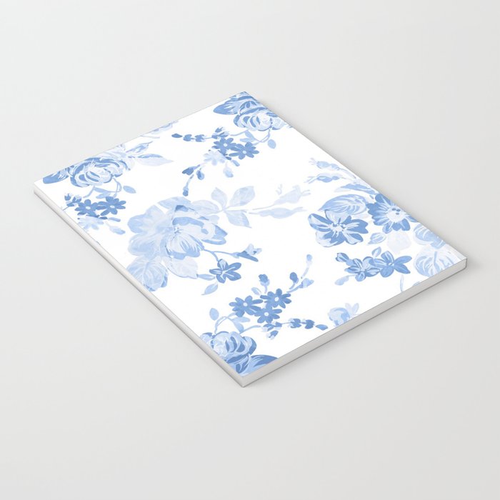 Modern navy blue white watercolor elegant floral Notebook Gallery Image 3
