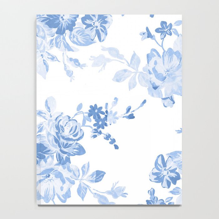 Modern navy blue white watercolor elegant floral Notebook Gallery Image 4