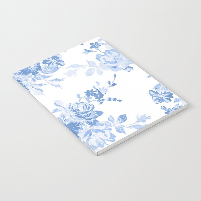 Modern navy blue white watercolor elegant floral Notebook Gallery Image 1