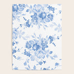 Modern navy blue white watercolor elegant floral Poster Gallery Image 4