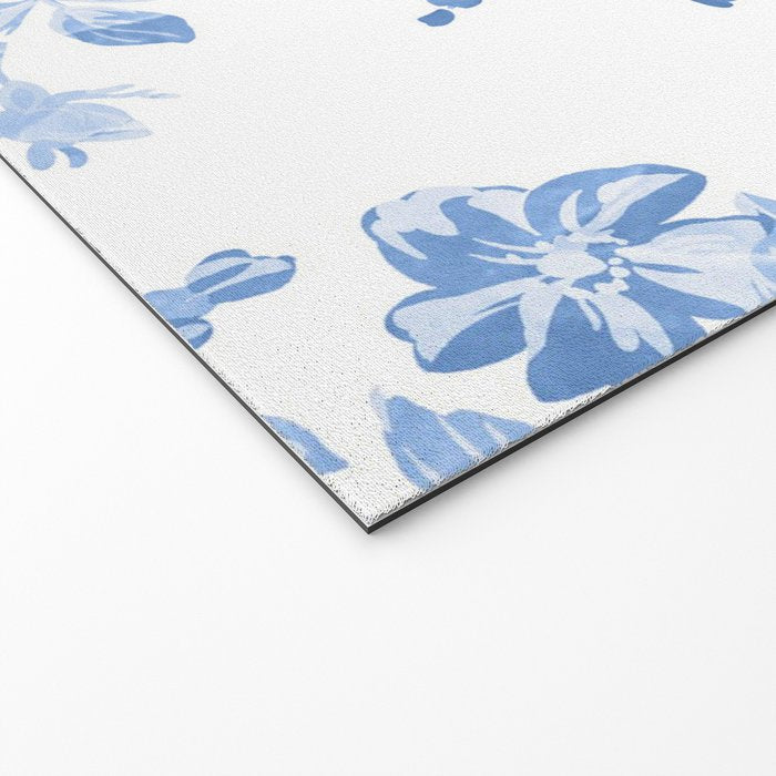 Modern navy blue white watercolor elegant floral Welcome Mat Gallery Image 2