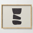 Black & White Minimalist Abstract Shapes Patterns Black Ink Painting Serving Tray Gallery Image 1