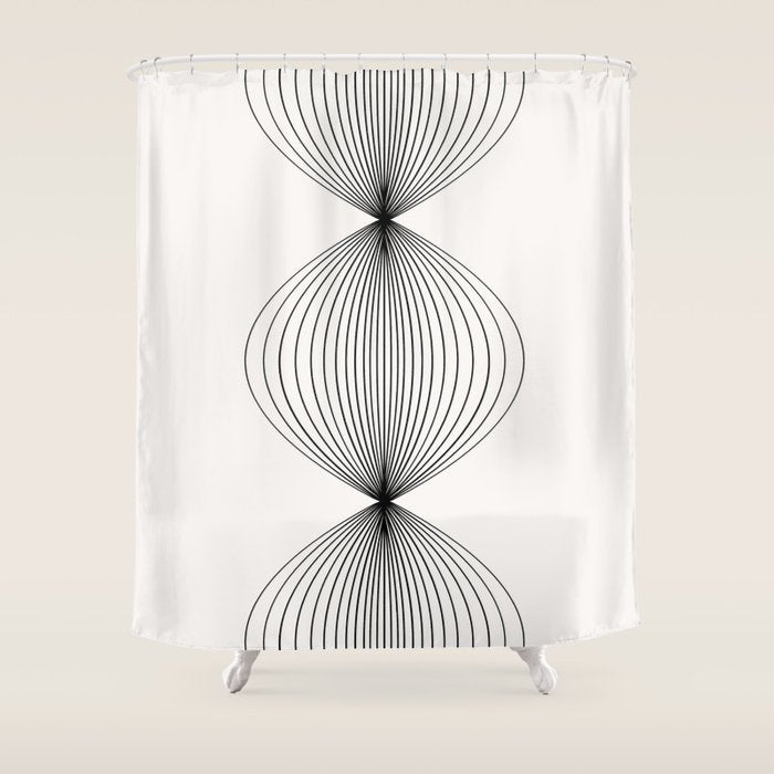 Geometric Orb Shapes - Black and White Shower Curtain Gallery Image 1