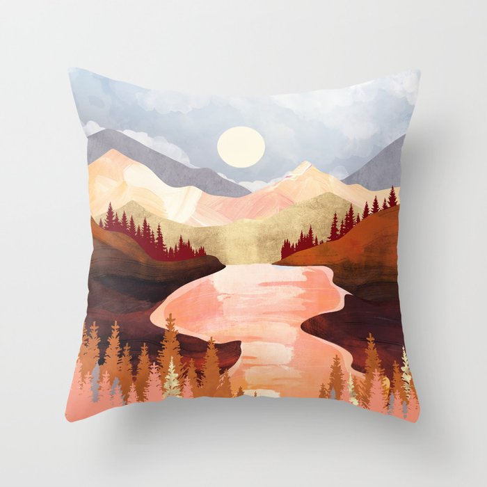 Mountain Forest Lake Throw Pillow Gallery Image 1