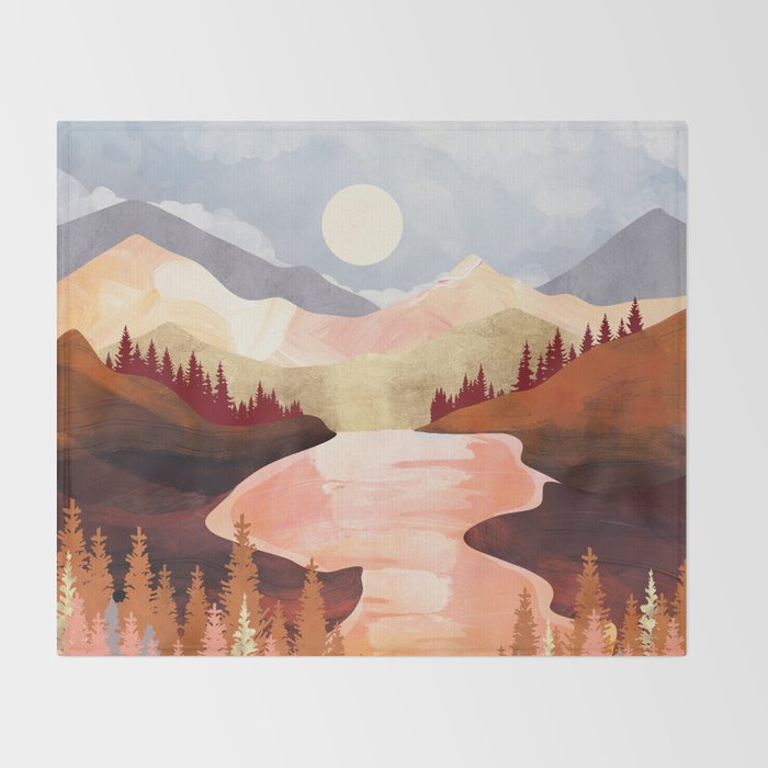 Mountain Forest Lake Throw Blanket Gallery Image 2