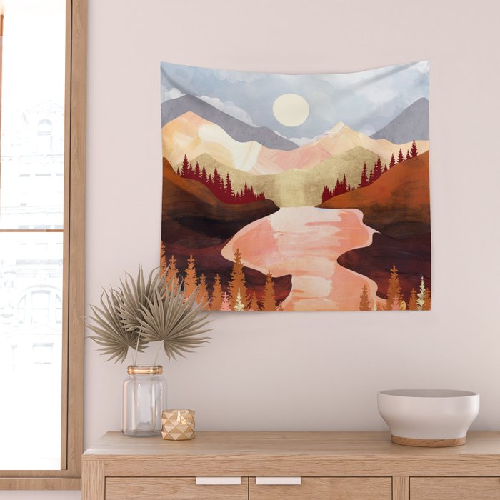 Mountain Forest Lake Wall Tapestry Gallery Image 2
