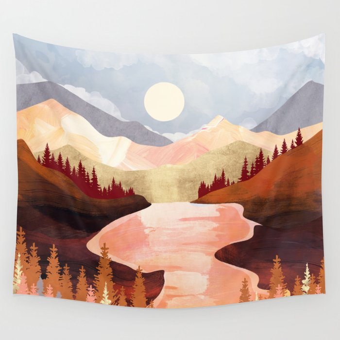 Mountain Forest Lake Wall Tapestry Gallery Image 1
