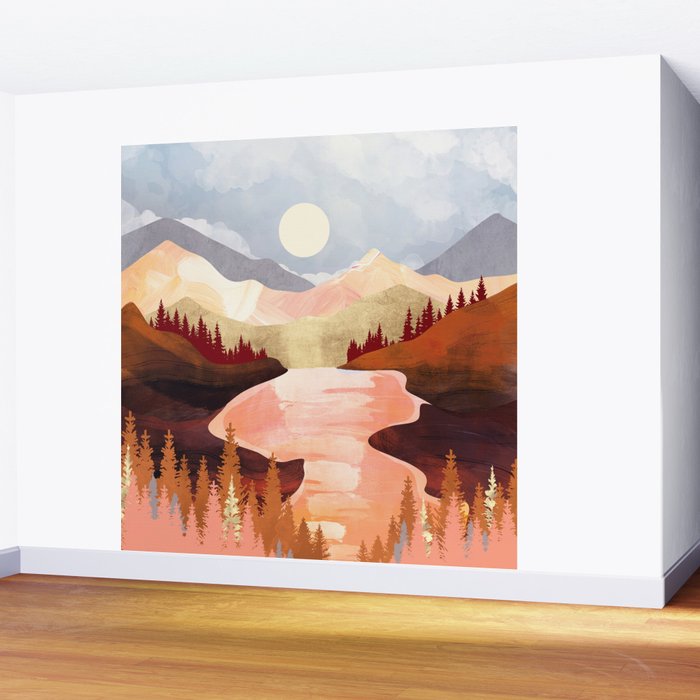 Mountain Forest Lake Wall Mural Gallery Image 2