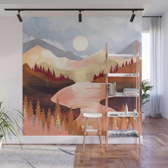 Mountain Forest Lake Wall Mural Gallery Image 1