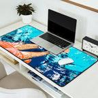 Take Me Where The Waves Kiss My Feet, Eclectic Nature River Woman Colorful Water Coral Bohemian Desk Mat Gallery Image 2