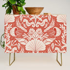Neptune's joy warm red damask reworked Credenza Gallery Image 1