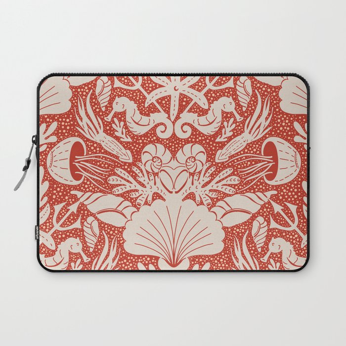 Neptune's joy warm red damask reworked Laptop Sleeve Gallery Image 1