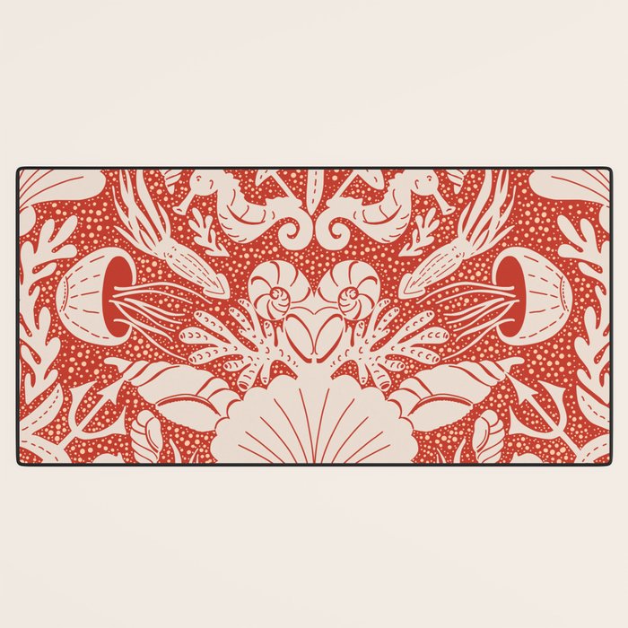 Neptune's joy warm red damask reworked Desk Mat Gallery Image 3