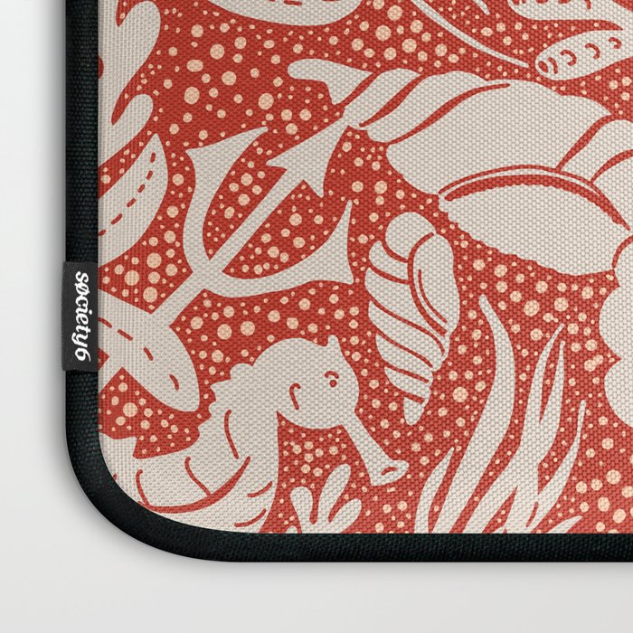 Neptune's joy warm red damask reworked Laptop Sleeve Gallery Image 3