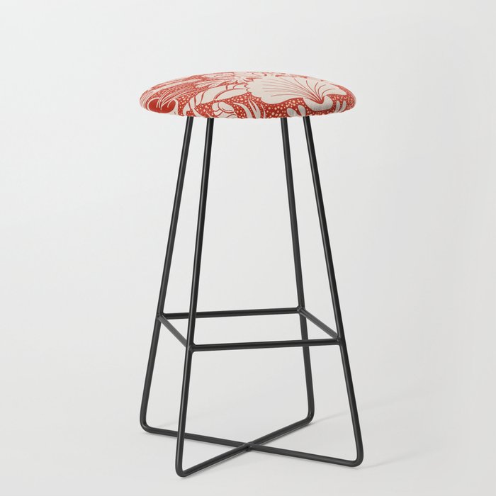 Neptune's joy warm red damask reworked Stool Gallery Image 1