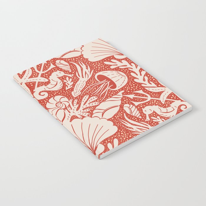 Neptune's joy warm red damask reworked Notebook Gallery Image 2