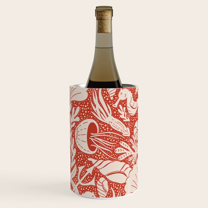 Neptune's joy warm red damask reworked Wine Chiller Gallery Image 2