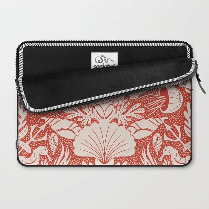 Neptune's joy warm red damask reworked Laptop Sleeve Gallery Image 2