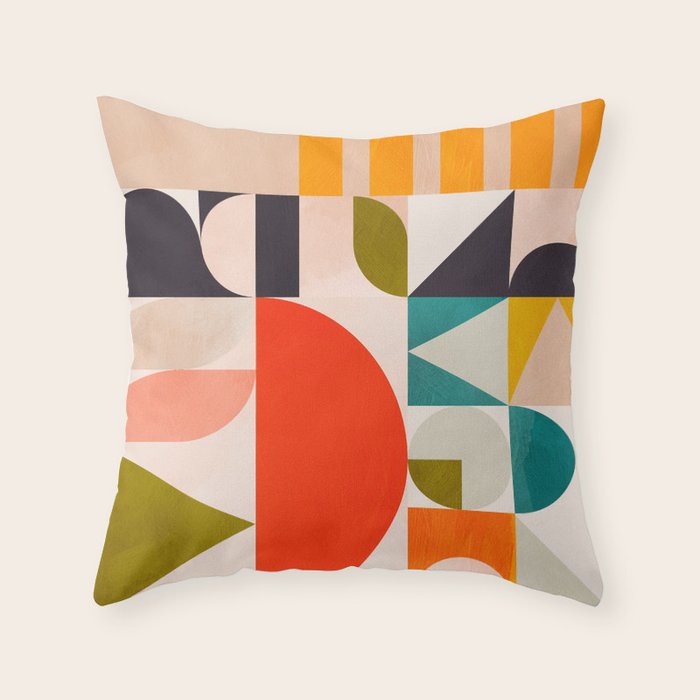 mid century geometry abstract shapes bauhaus 3 Throw Pillow Gallery Image 6