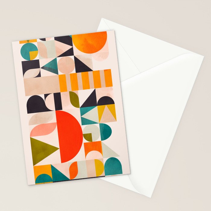 mid century geometry abstract shapes bauhaus 3 Stationery Card Gallery Image 2