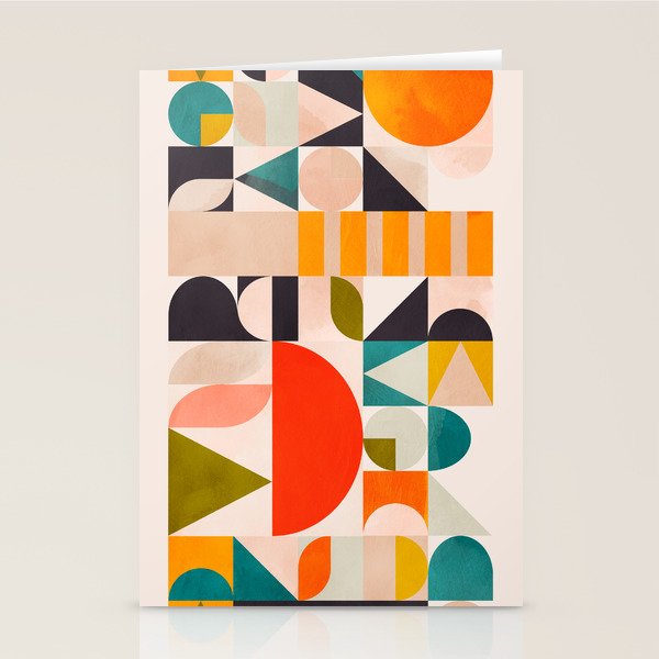 mid century geometry abstract shapes bauhaus 3 Stationery Card Gallery Image 2