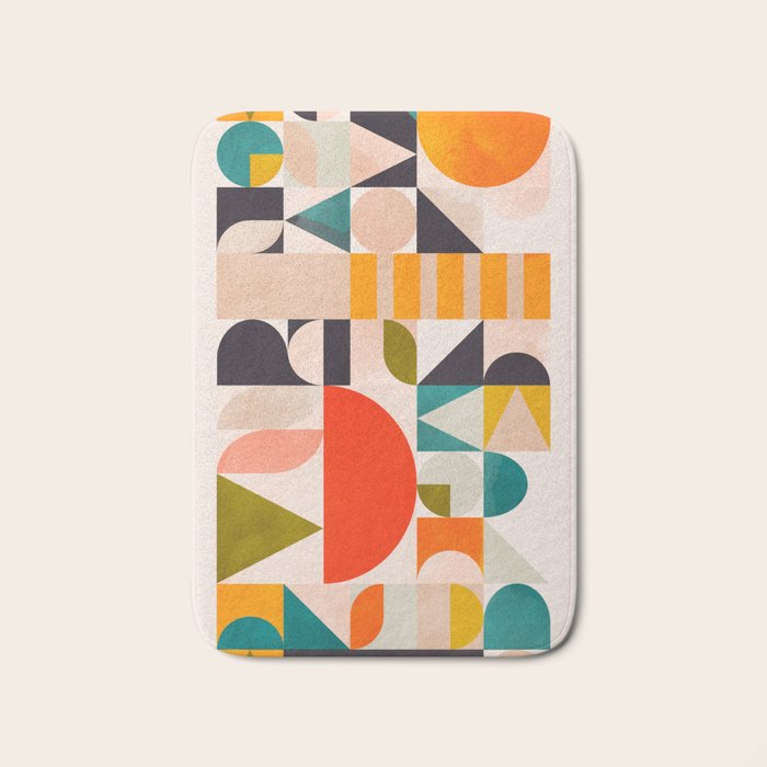 mid century geometry abstract shapes bauhaus 3 Bath Mat Gallery Image 1