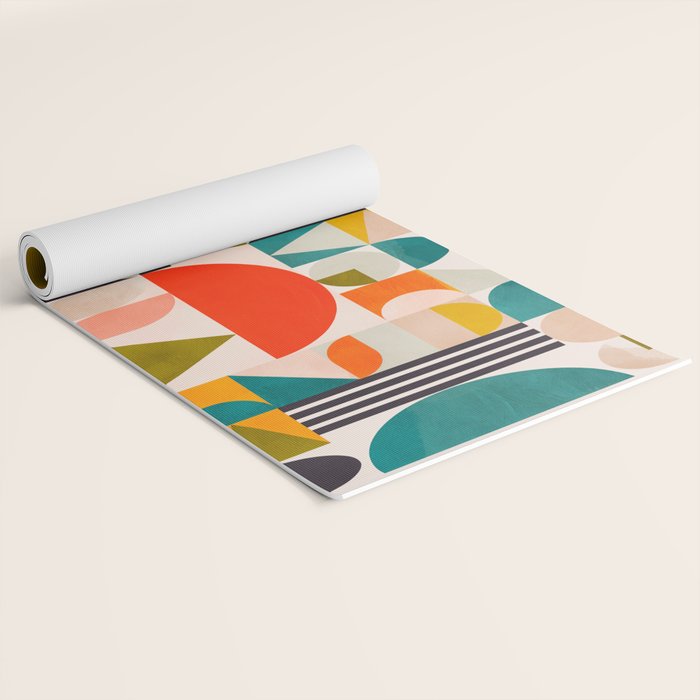 mid century geometry abstract shapes bauhaus 3 Yoga Mat Gallery Image 2
