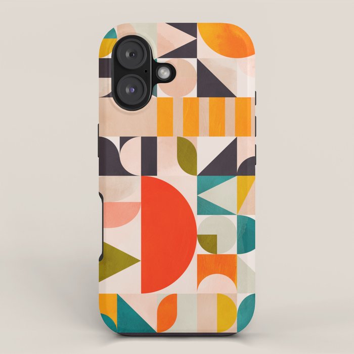 mid century geometry abstract shapes bauhaus 3 iPhone Case Gallery Image 1