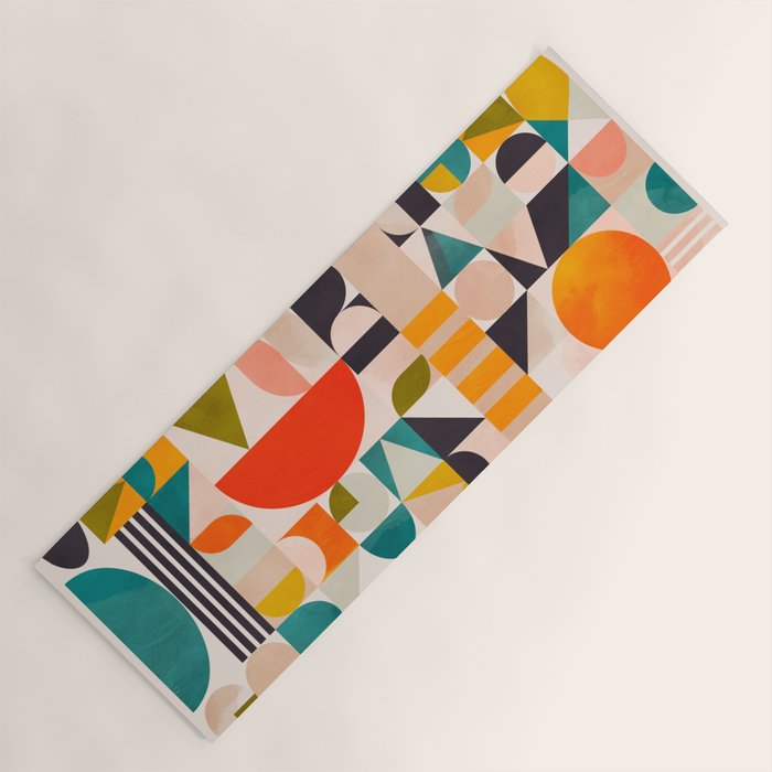 mid century geometry abstract shapes bauhaus 3 Yoga Mat Gallery Image 1