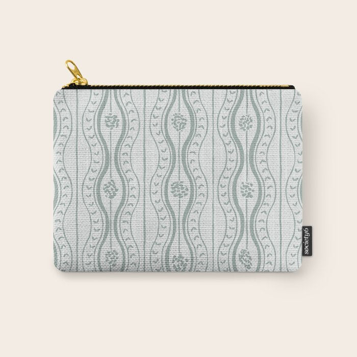 Wavy lines and tiny blooms - dusty mint pastel green pattern Carry All Pouch Gallery Image 1