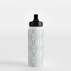 Wavy lines and tiny blooms - dusty mint pastel green pattern Water Bottle Gallery Image 2
