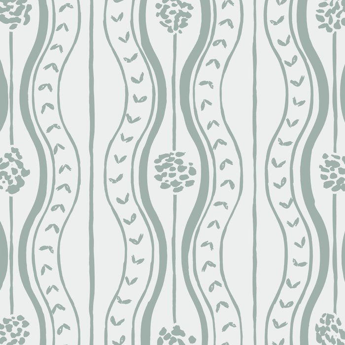 Wavy lines and tiny blooms - dusty mint pastel green pattern Coffee Mug Gallery Image 2