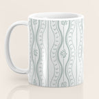 Wavy lines and tiny blooms - dusty mint pastel green pattern Coffee Mug Gallery Image 3