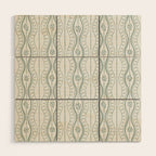 Wavy lines and tiny blooms - dusty mint pastel green pattern Wood Wall Art Gallery Image 1