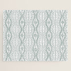 Wavy lines and tiny blooms - dusty mint pastel green pattern Jigsaw Puzzle Gallery Image 1