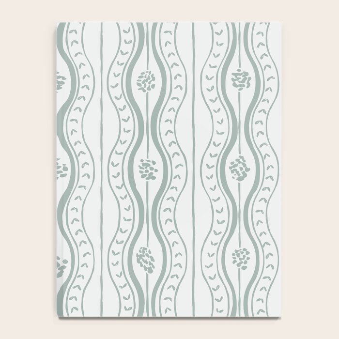 Wavy lines and tiny blooms - dusty mint pastel green pattern Notebook Gallery Image 4