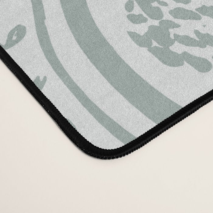 Wavy lines and tiny blooms - dusty mint pastel green pattern Desk Mat Gallery Image 4