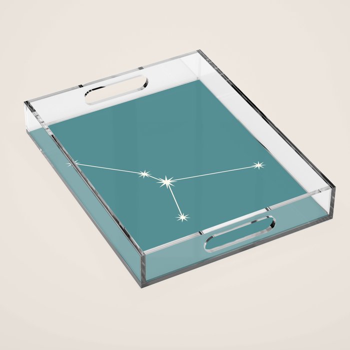 Cancer Zodiac Star Constellation Line Art Teal Acrylic Tray Gallery Image 1