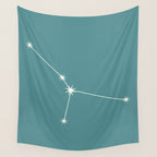 Cancer Zodiac Star Constellation Line Art Teal Wall Tapestry Gallery Image 4