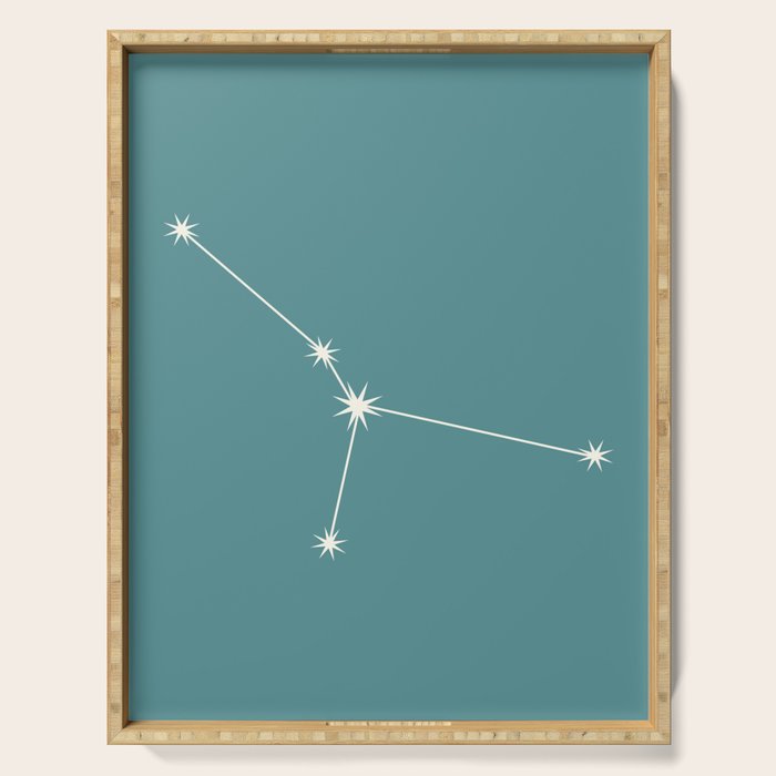 Cancer Zodiac Star Constellation Line Art Teal Serving Tray Gallery Image 1
