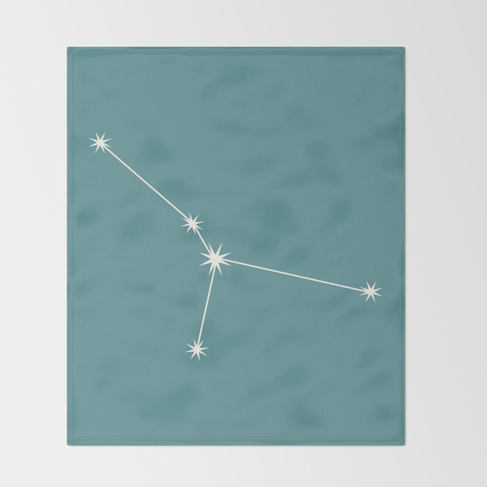 Cancer Zodiac Star Constellation Line Art Teal Throw Blanket Gallery Image 2