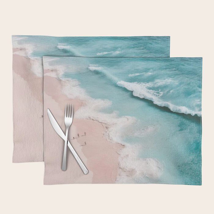 Dream Beach - Aerial Photography of Pink and Turquoise Coast Placemat Gallery Image 1