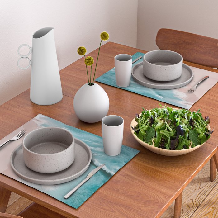 Dream Beach - Aerial Photography of Pink and Turquoise Coast Placemat Gallery Image 2