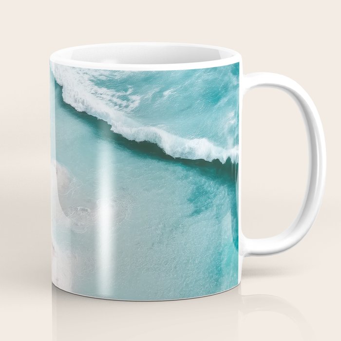 Dream Beach - Aerial Photography of Pink and Turquoise Coast Coffee Mug Gallery Image 1